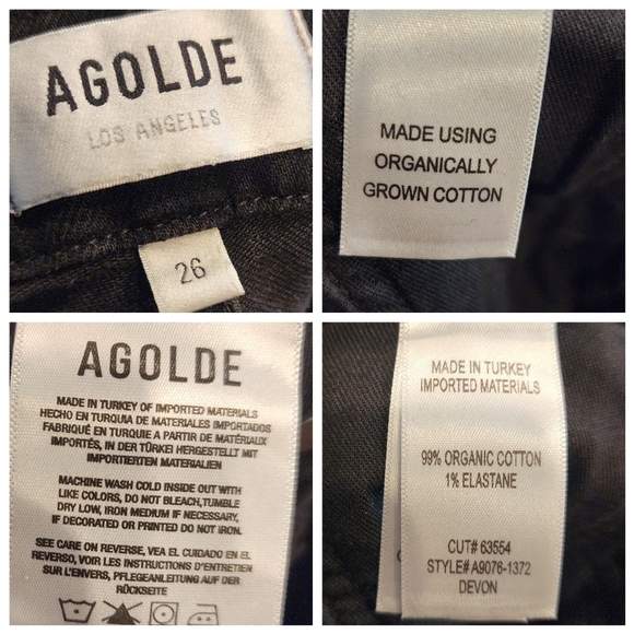 NWT Agolde Devon Stacked Lowrise Stove-Pipe Black Jeans Organic Cotton Size 26 - Picture 2 of 15